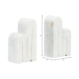 Bookends- White Marble Geometric Swirly, 6 in.