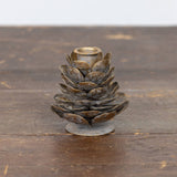 BRONZE PINECONE TAPER CANDLE HOLDER