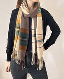 Plaid Fringe Cashmere Ultra Soft Scarf