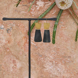 Leucadia Earrings, Brass & Horn - Trapezoids - Dark Horn