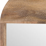Wall Mirror - Brown Wood Glass Arched Oval Hanging, 34 in.