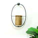 Metal Frame Planter with Wood Pot